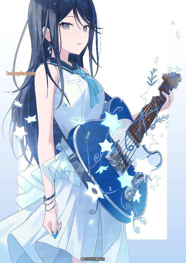 女孩子, 世界计划, 吉他, 裙子
