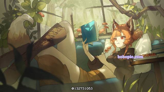 女孩子, 兽耳, high boots, reading, sofa, dango