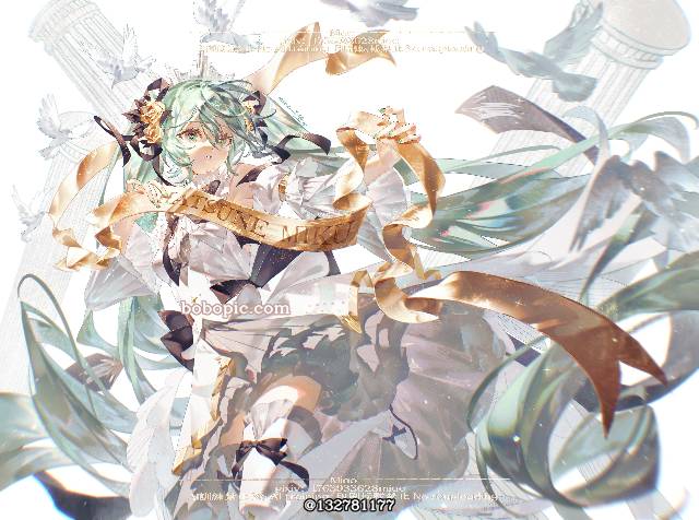 插画, 初音未来, Hatsune Miku, 女孩子, young girl, 鸟, Hatsune Miku symphony
