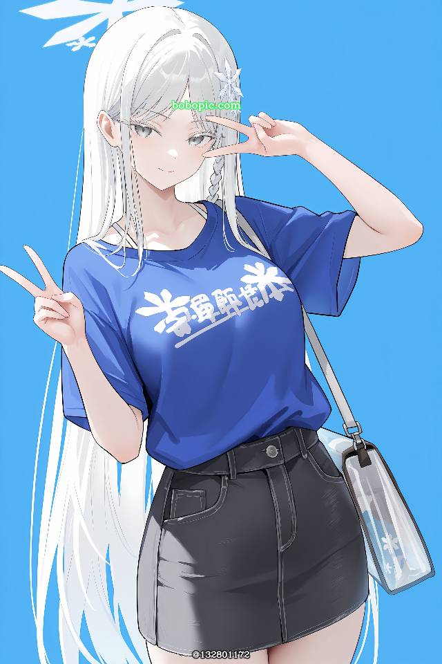 碧蓝档案, 女孩子, 欧派, 魅惑的大腿, Goryou Nagusa, AI-Generated, 白发