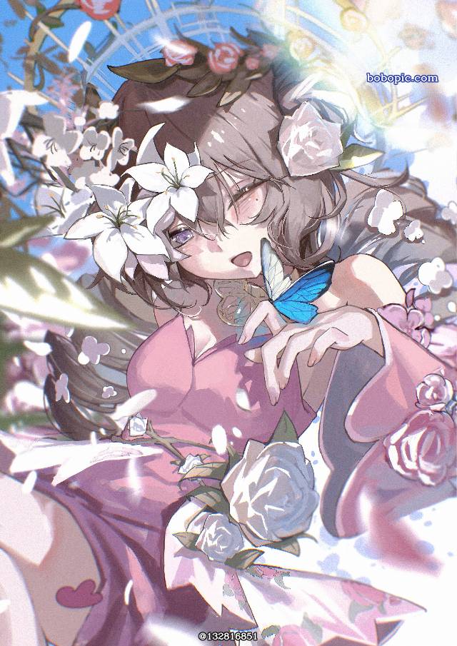 原创角色, 蝴蝶, 可爱, 女孩子, goddess, flower