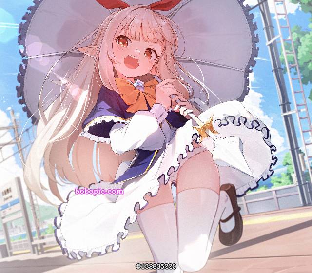 女孩子, 金色长发, 精灵耳, parasol, 露内裤, 100收藏, 胖次