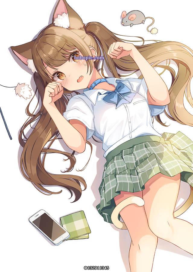 格子裙,原创,猫耳图片