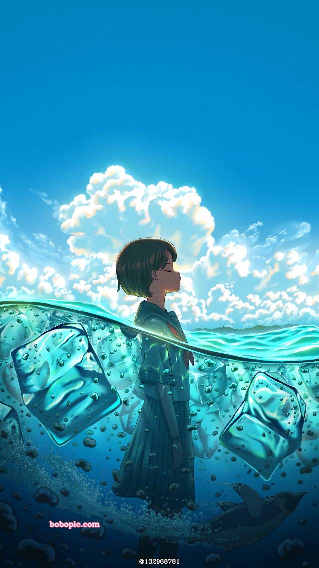 原创, 原创, 女孩子, background, 风景, sky, 女高中生, 积雨云, 夏天, 蓝