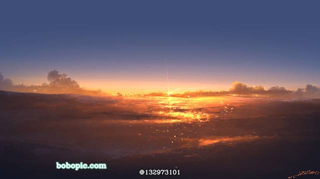 风景, landscape painting, sky, 云, 原创, 积雨云, 夕阳, sea