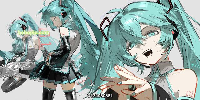 女孩子, 初音未来, illustration, painting