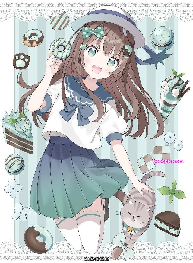 原创, 水手服, uniform, donut, chocolate mint