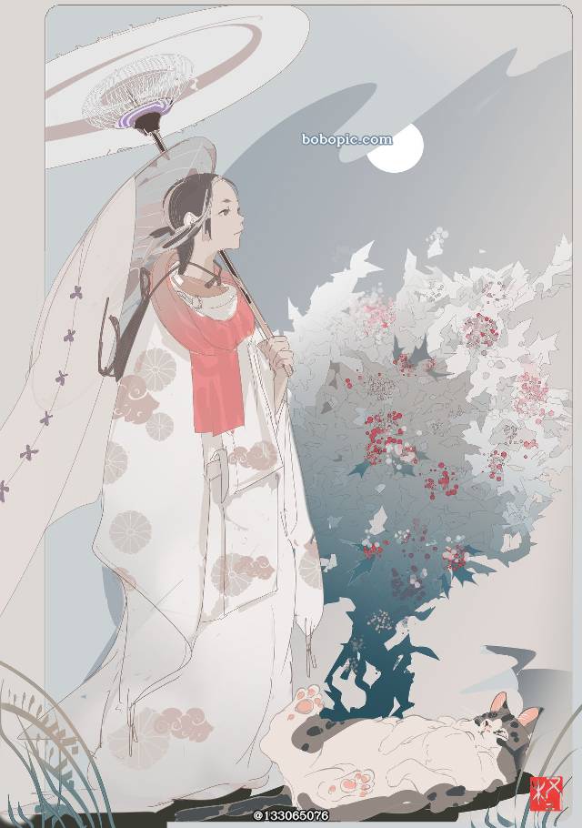 原创, 女孩子, 和风, 动物, cat, female, 奇幻