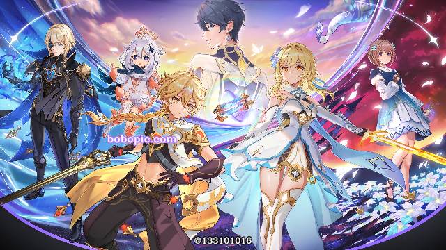 商业绘图, Genshin Impact, 萤（原神）, Aether (Genshin Impact), 派蒙（原神）, Dainsleif (Genshin Impact), 原神100收藏