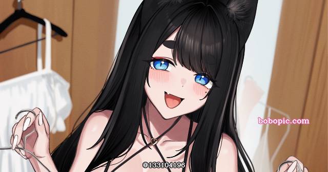 huge breasts, 黑长直, fox ears