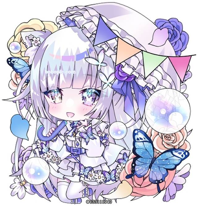 原创, 女孩子, 兽耳, 银发, 异色瞳, Q版