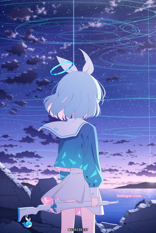 一张阿洛娜,蔚蓝档案,萝莉,小女孩,风景绘画图片