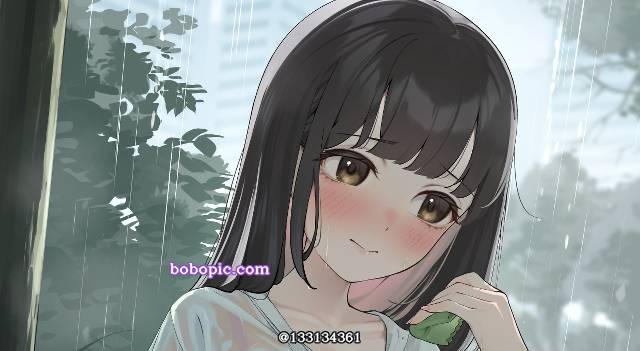 衣服湿透, 脸红, embarrassed face, 原创100收藏, 黑长直, inner color