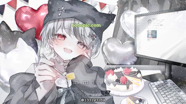 一张猫耳,异色瞳,奥德爱,商业绘图绘画图片