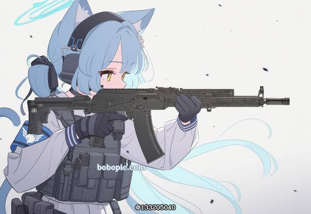 一张武装少女,蔚蓝档案,武器娘,枪,小女孩,现代个人装备绘画图片