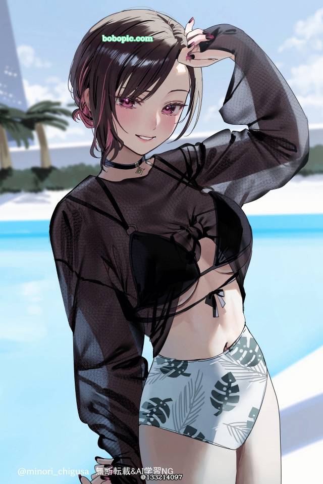 原创, 女孩子, 泳装, 透视, Ren Shirayuki, Shino and Ren, 肚脐