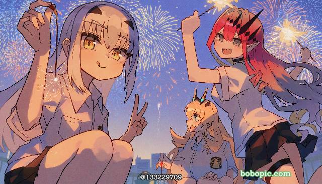 梅柳齐娜（Fate）, 妖精骑士兰斯洛特, 夏天, 布范·希（Fate）, 巴格斯特（Fate）, 焰火, uniform, 欧派