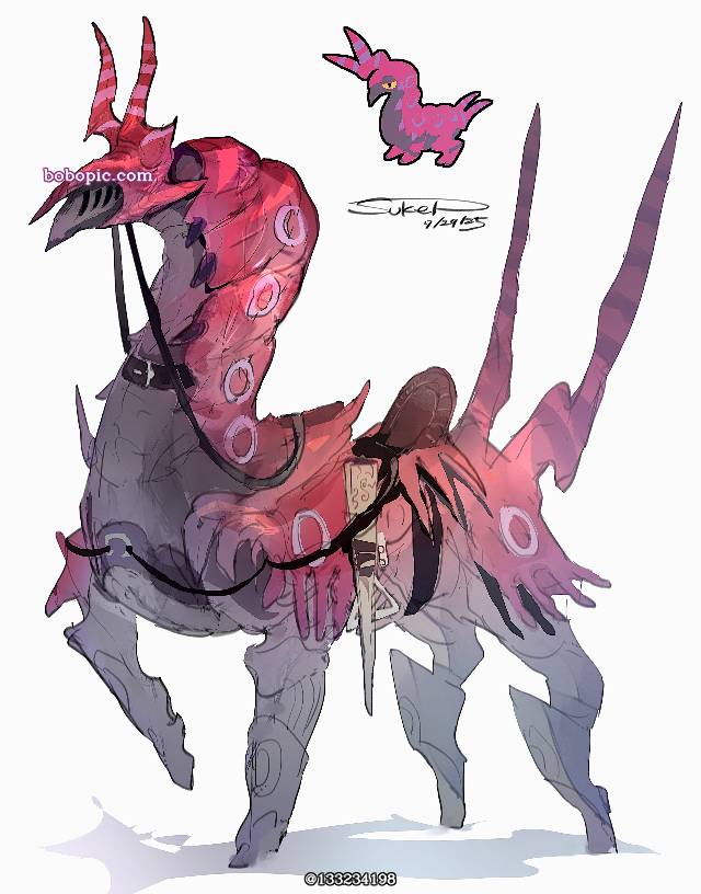 dragon transformation, scolipede, 精灵宝可梦, 口袋妖怪, 厚涂, 设计, 马