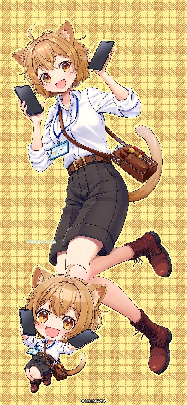 一张小女孩,猫耳,Q版绘画图片