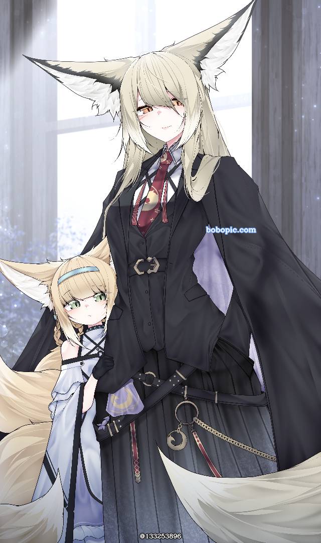 忍冬（明日方舟）, 铃兰（明日方舟）, 女孩子, 明日方舟, Arknights, fox ears, 母女, foxgirl