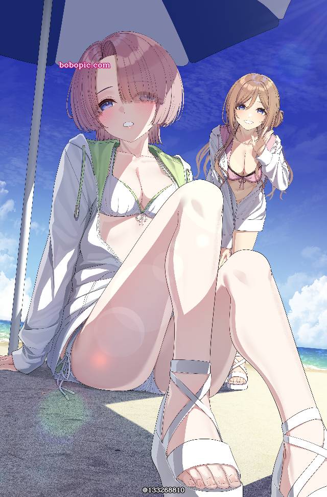 Gakuen IDOLM@STER, Mao Arimura, Rinami Himesaki, 泳装, sandals, 偶像大师1000users加入书籤
