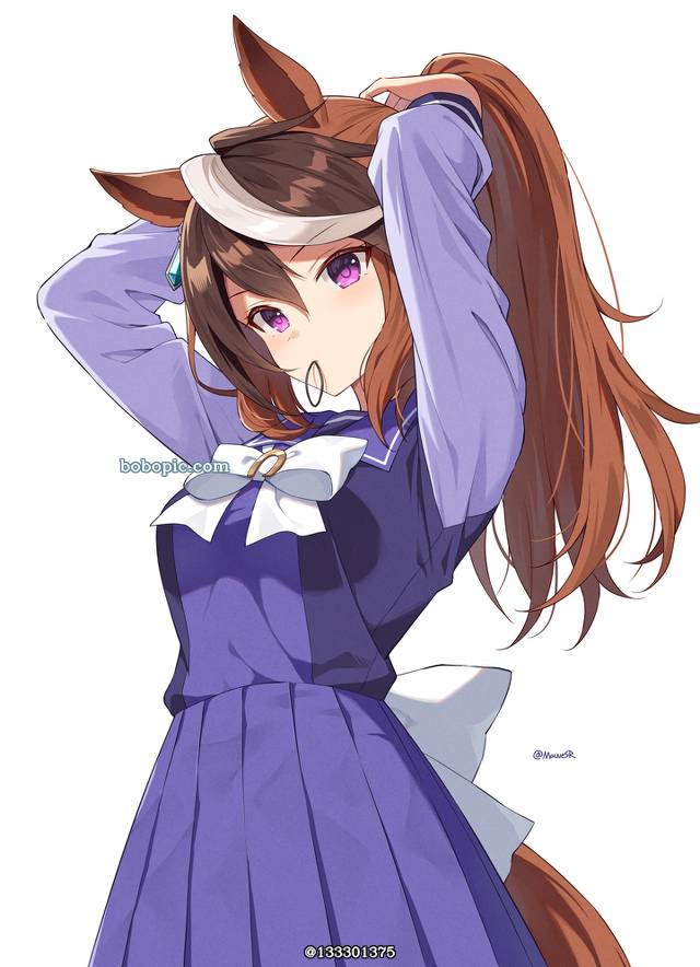 赛马娘Pretty Derby, Symboli Rudolf (Uma Musume), hair tie in mouth, 马尾