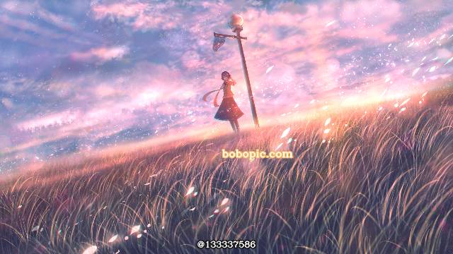 女孩子, 风景, 夕阳