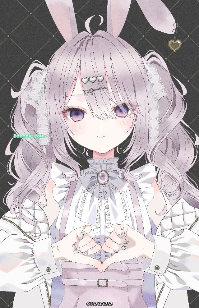 女孩子, 原创, bunny ears, heart, 粉色头发
