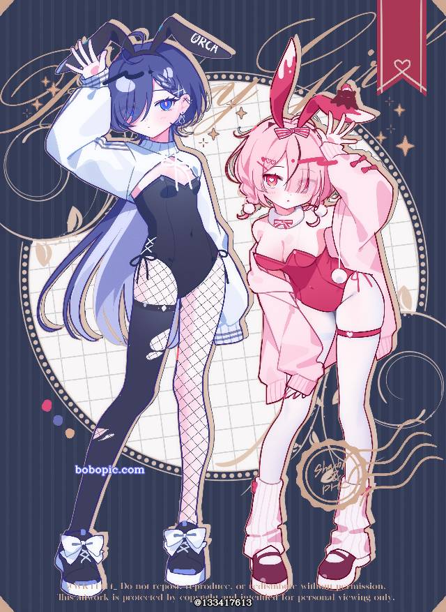 原创, 女孩子, 粉色头发, 兔女郎, heart eyes