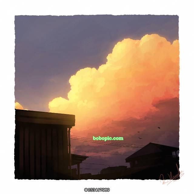 原创, sky, 夕阳, 积雨云