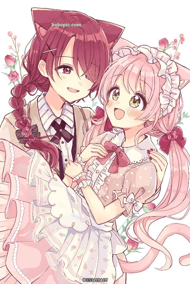 兽耳, yuri, 麻花辫, 双马尾, 公主抱