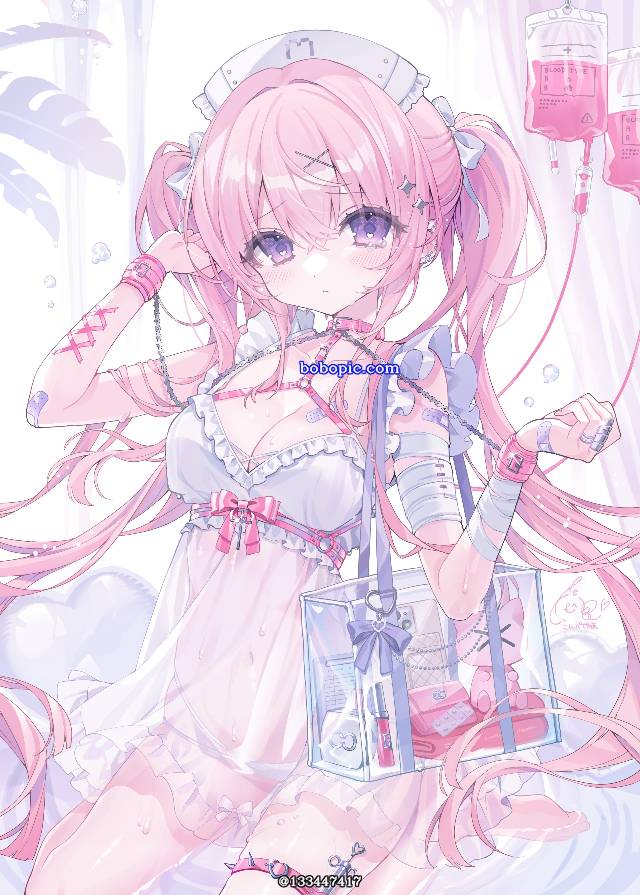 女孩子, 原创, 粉色头发, 原创, young girl, 双马尾, sheer, 护士