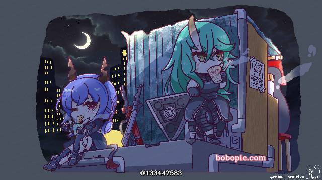 Q版, 明日方舟, Arknights, 陈(明日方舟), 星熊（明日方舟）, market stall