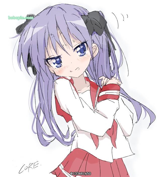 幸运星, 柊镜, 女孩子, 水手服, 双马尾