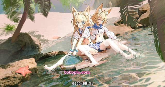 White silk pantyhose, 赤脚, animal ears, loli, swimsuit