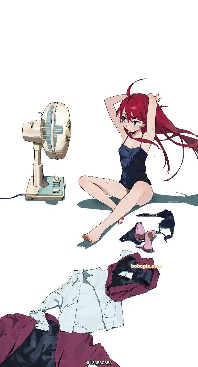 女孩子, 我家孩子, undressing, electric fan, camisole, 脱下来的衣服