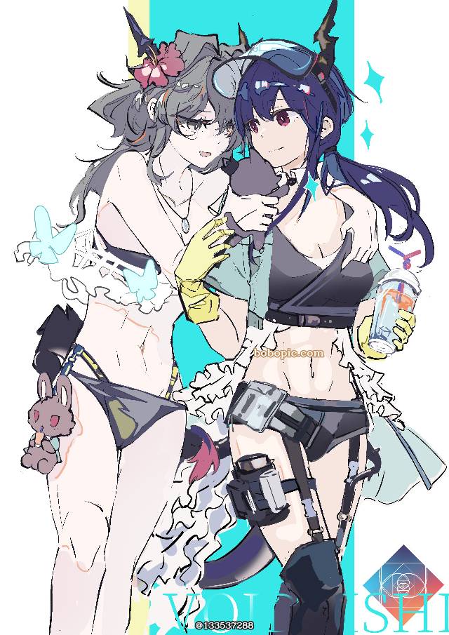 Arknights, 明日方舟, 塔露拉（明日方舟）, Talulah, 陈(明日方舟), Ch'en, yuri, swimsuit