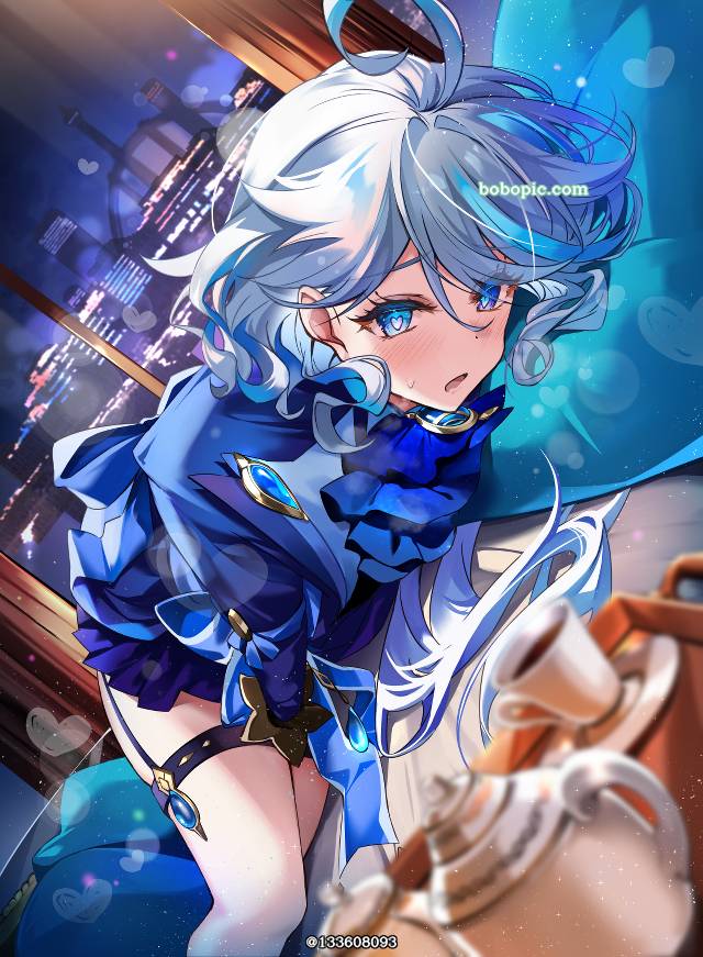 女孩子, 芙宁娜, Genshin Impact, 眼睛爱心