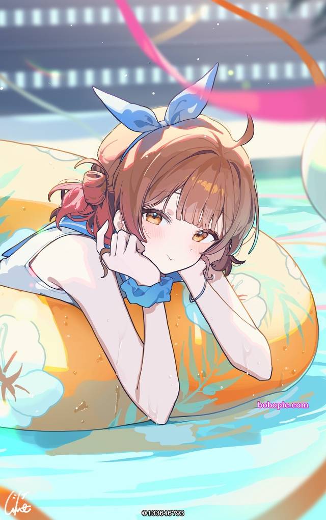 Gakuen IDOLM@STER, Ume Hanami, 水手服泳装, 泳装, sailor swimsuit, 游泳圈, 偶像大师1000users加入书籤