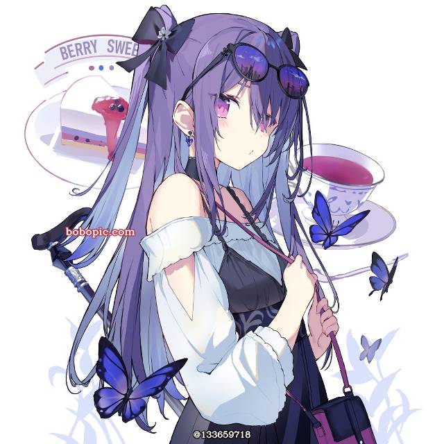 女孩子, 原创, 哥特萝莉, young girl, 蝴蝶, purple hair, 原创, 蝴蝶很可爱