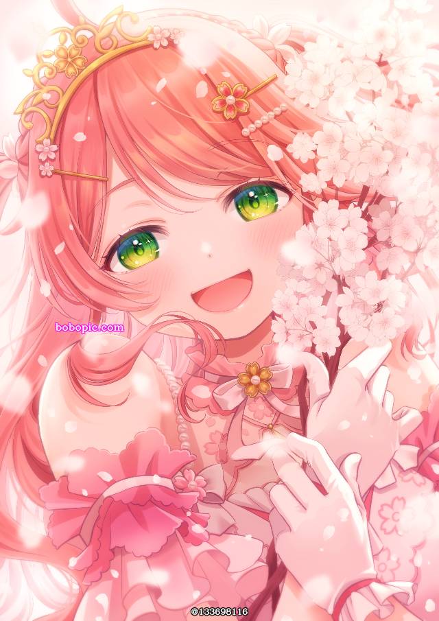 一张樱巫女,小樱,Hololive,Vtuber,樱花绘画图片