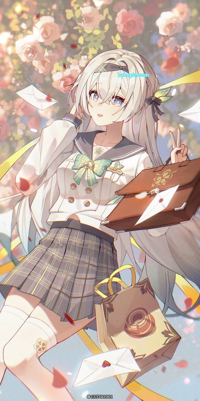 Honkai: Star Rail, 女孩子, young girl, 流萤（星穹铁道）, Firefly, 女高中生, 崩坏：星穹铁道100收藏, 流萤「春日手信」