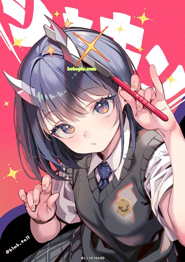 RuriDragon, Ruri Aoki, 女孩子, uniform, horned girl