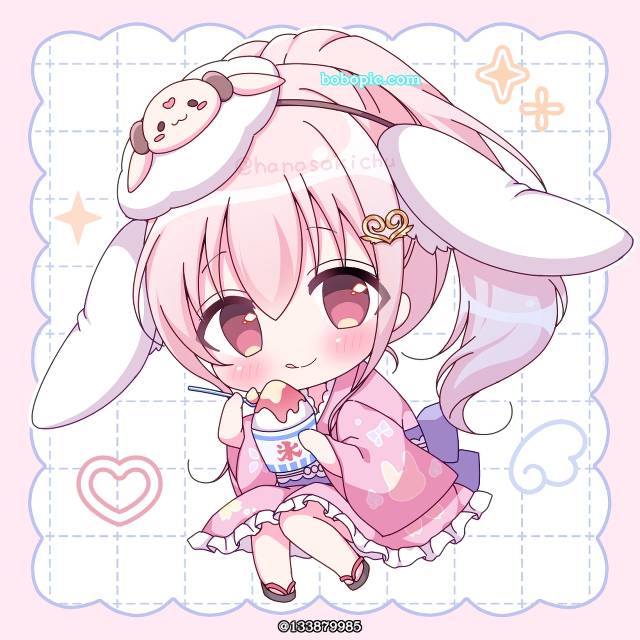 moe, chibi, yukata, 虚拟主播, 祭典, shaved ice