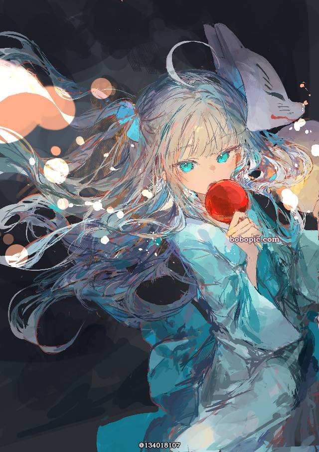 原创, 银发, yukata, 苹果糖
