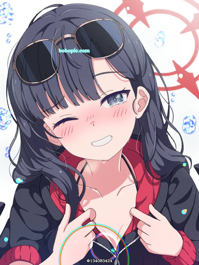 碧蓝档案, 仲正一花, 女孩子, 插画, young girl, looks embarrassed