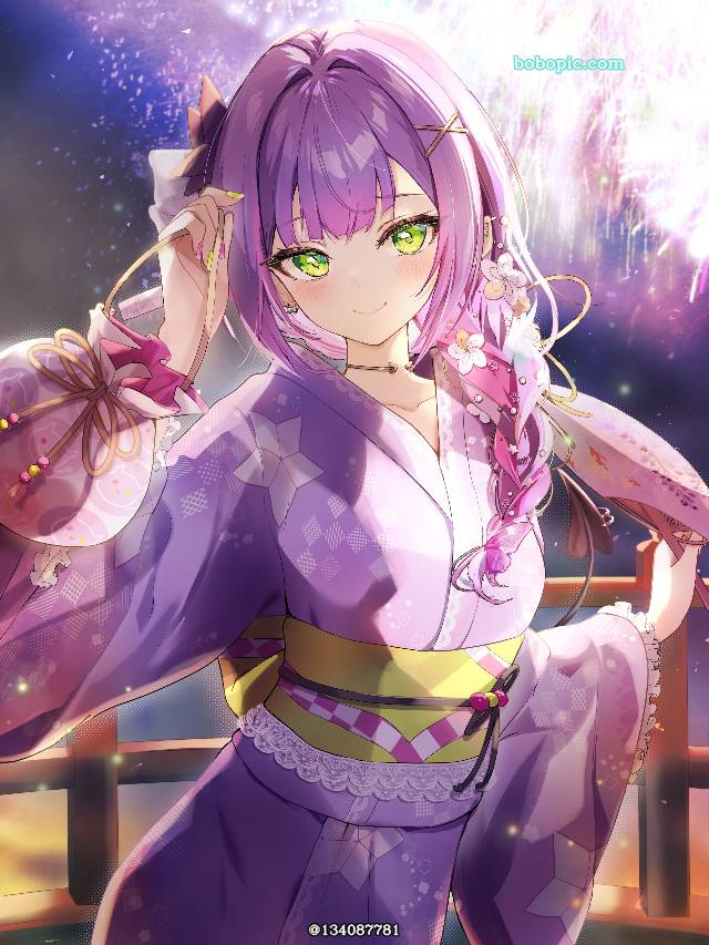 夏天, 焰火, yukata, 虚拟主播, Hololive, beautiful girl, 常暗永远