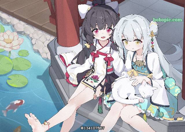 萝莉, Chinese style, ancient, 白发, 裸足脚底, feet I want to tickle, yuri