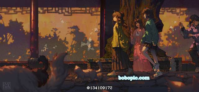 illustration, cute, original works, girl, wallpaper, elf, 女孩子, Chinese style, young girl, cat