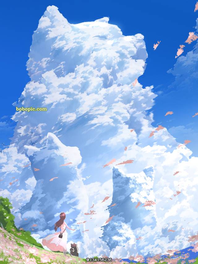 狗, 风景, background, 插画, 原创, 原创, sky, 积雨云